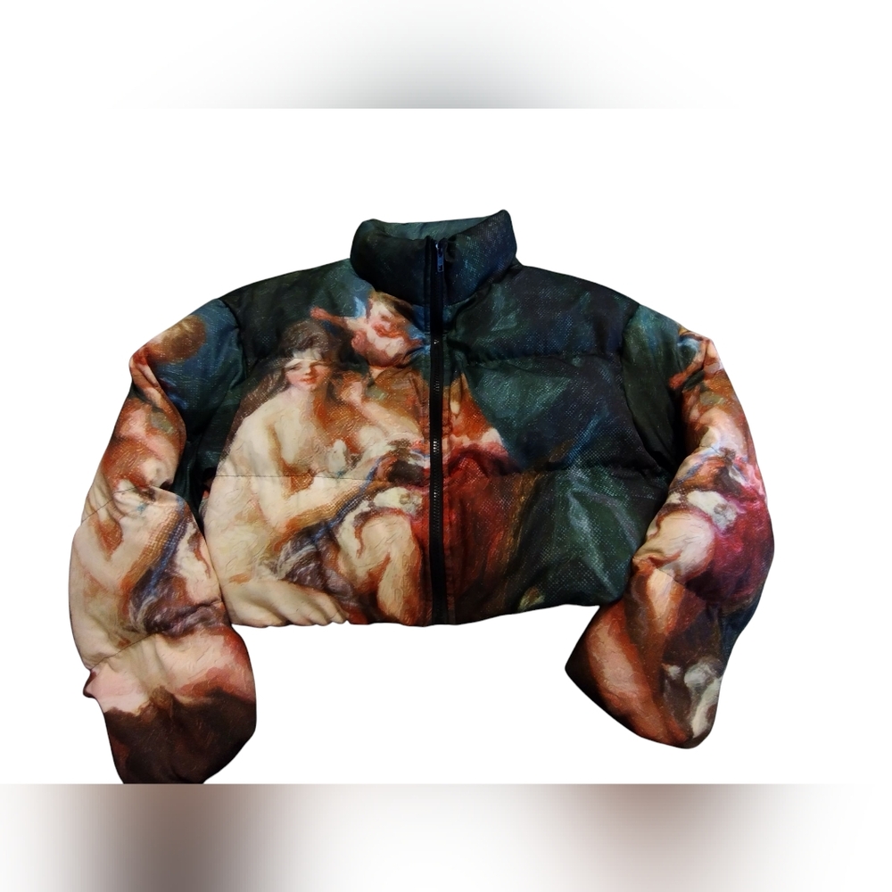 Like New! Shein Artistic Print Women's Cropped Puffer Jacket SMALL